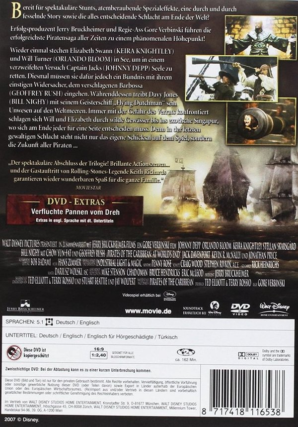 Pirates Of The Caribbean Am Ende der Welt 2007 Walt Disney DVD + Schuber