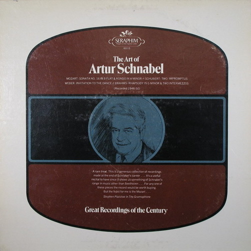 12" Arthur Schnabel The Art Of Arthur Schnabel (Mozart, Schubert) Seraphim