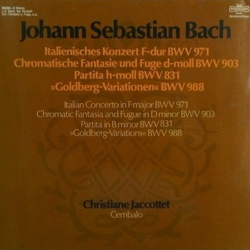 Johann Sebastian Bach Italienisches Konzert F-Dur BW 971 DLP (Near Mint)