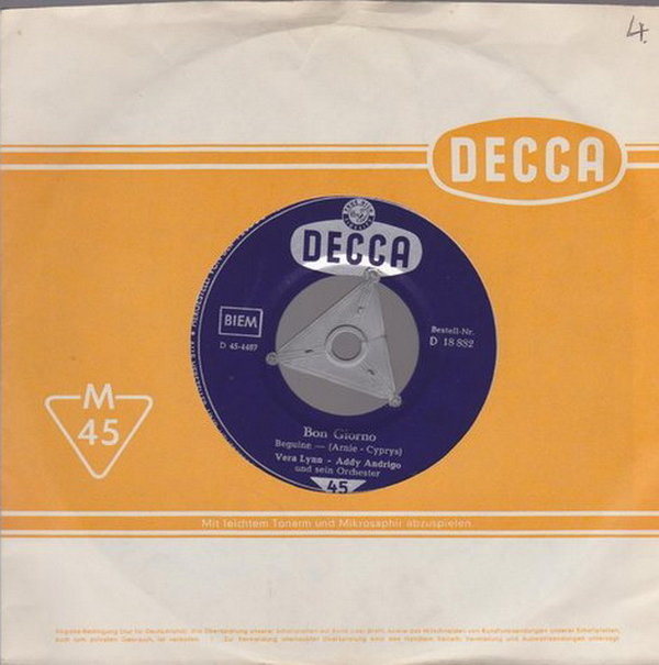 Very Lynn Addy Andrigo * Bon Giorno 1958 DECCA 7" Single