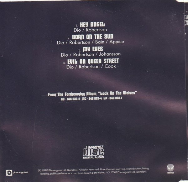 Dio Hey Angel (Excerpts From Lock Up The Wolfes) 1990 Vertigo Promo CD Single