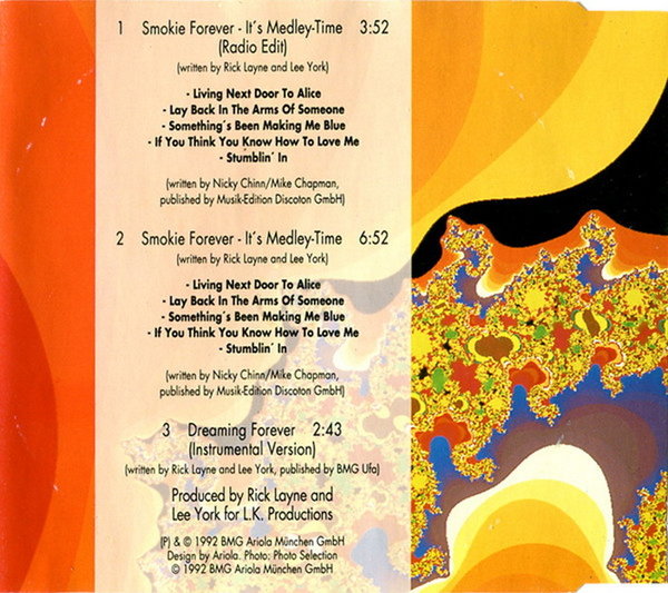 Smokie Smokie Forever It's Medley-Time 1992 Ariola CD Maxi Single 3 Tracks