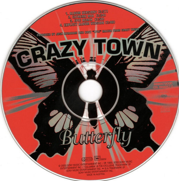 Crazy Town Butterfly 2001 Sony Columbia CD Maxi Single