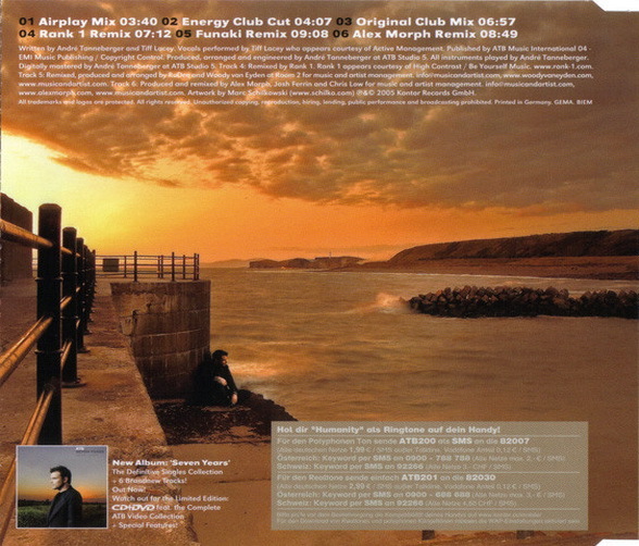 ATB Humanity 2005 EDEL Kontor CD Single 6 Tracks