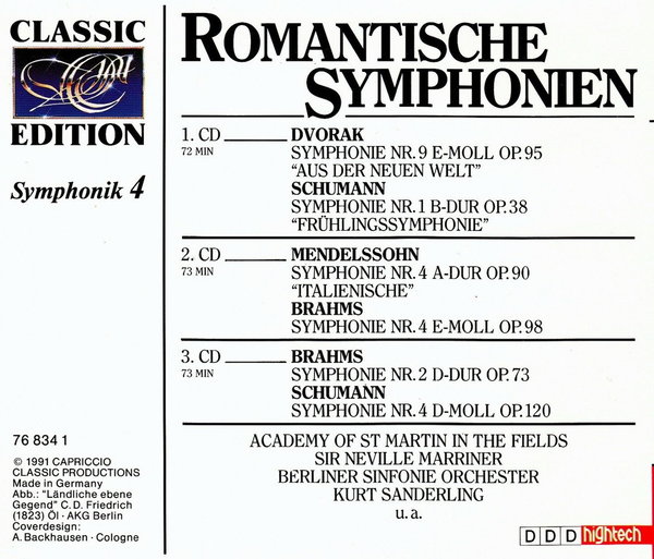 Romantische Symphonien Symphonik 4 Classic Edition 3 CD-Set 1991