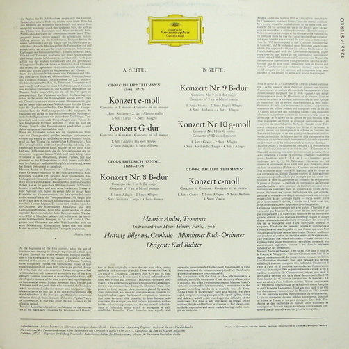 Maurice Andre Konzerte von Telemann und Händel Münchener Bach-Orchestra