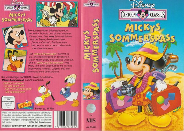 Disney Mickys Sommerspaß Disney Cartoon Classics VHS Kassette Hologramm