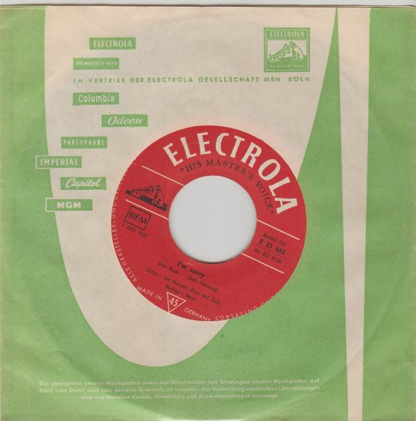 Gitte I`m Sorry (Coverversion) * Unterwasser Cha-Cha 1960 Electrola 7" Single