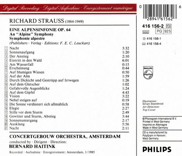 Richard Strauss, Concertgebouw Orchestra Bernard Haitink Eine Alpensinfonie CD