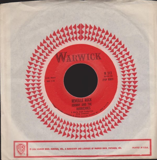Johnny And The Hurricanes Reveille Rock / Time Bomb 7" Single Warwick Records