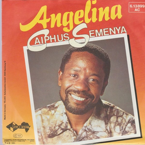 CAIPHUS SEMENYA Angelina / Angelina Part 2 1983 Jive Africa 7" Single (NM)