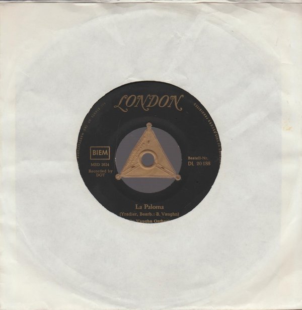 BILLY VAUGHN ORCHESTRA Singing Hills / La Paloma 1958 London 7" Single