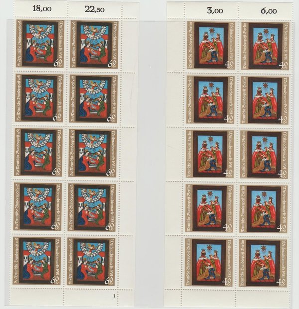 Weihnachtsmarke 1981 Zehner-Randteile 558 +1113 Postfrisch BRD + Berlin