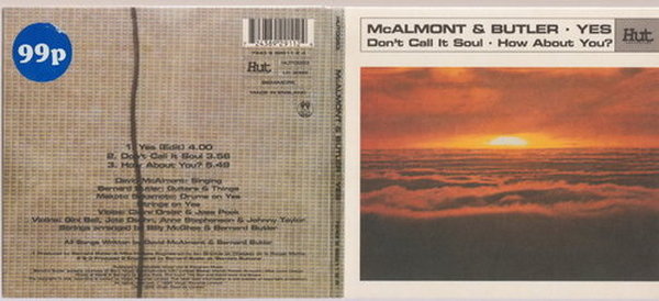 McAlmont & Butler Yes * Don`t Call It Soul 1995 Virgin Hut CD Single 3 Tracks
