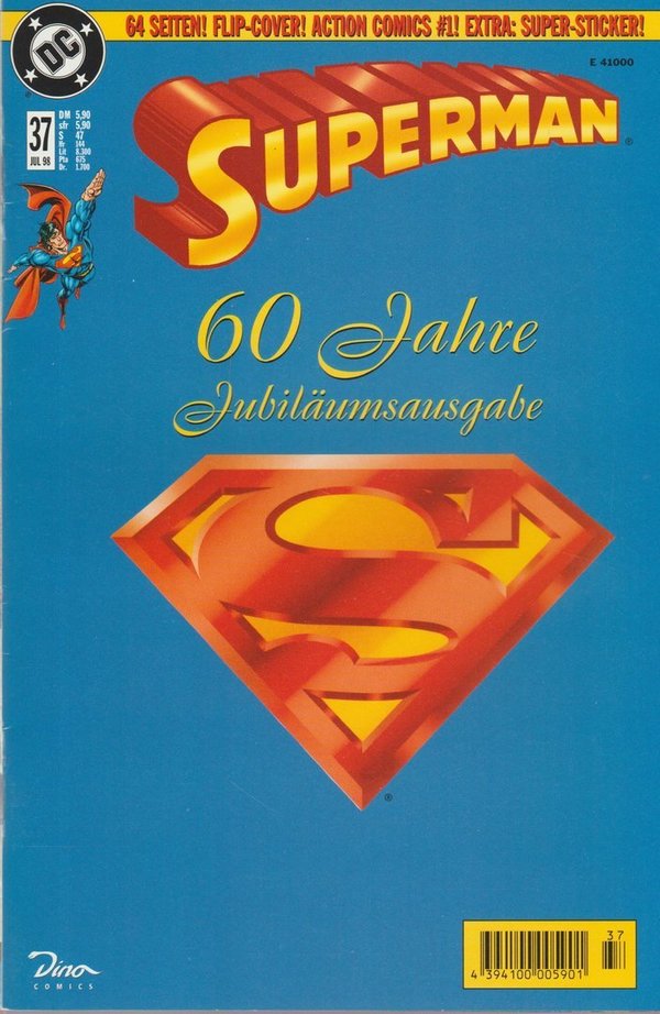 Superman #37 60 Jahre Jubiläumsausgabe 64 Seiten mit Super-Sticker Dino