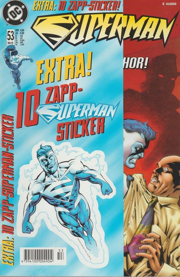 Superman #53 gegen Lex Luthor mit extra 10 Zapp Superman Sticker 1999 DC