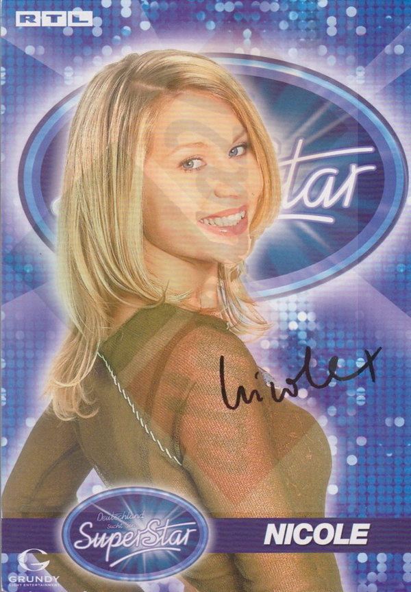 Nicole Autogrammkarte mit Autogramm Deutschland sucht den Superstar 2003