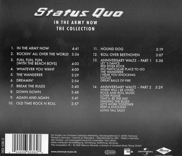 Status Quo In The Army Now The Collection 2002 Mercury CD Album