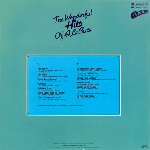 A La Carte The Wonderful Hits 1982 Hansa Coconut 12" LP (TOP!) Doctor Doctor
