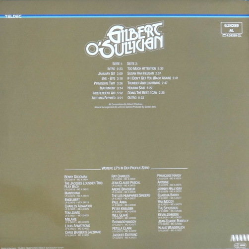 Gilbert O`Sullivan Profile Teldec MAM 12" LP (TOP!)  Intro January Git