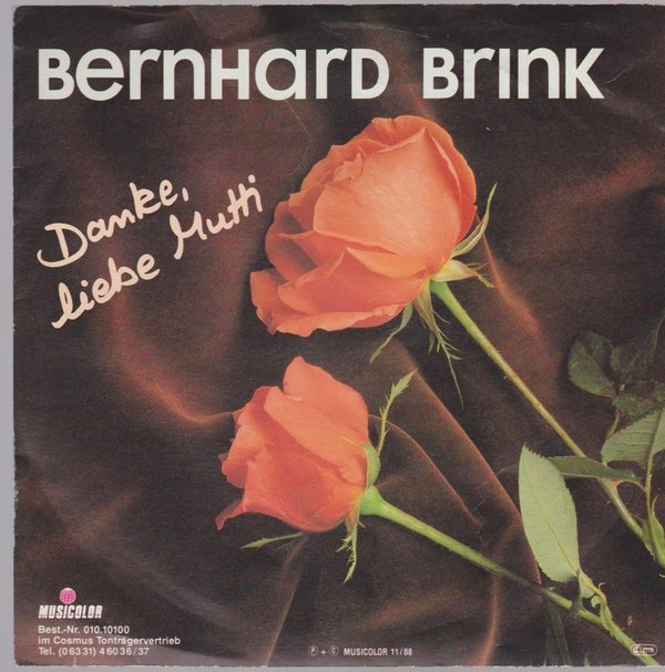 7" Bernhard Brink Danke liebe Mutti / Blatt im Wind 80`s Musicolor