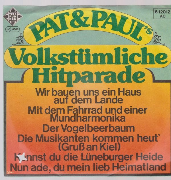 7" Pat & Paul Volkstümliche Hitparade (Der Vogelbeerbaum) 70`s Telefunken