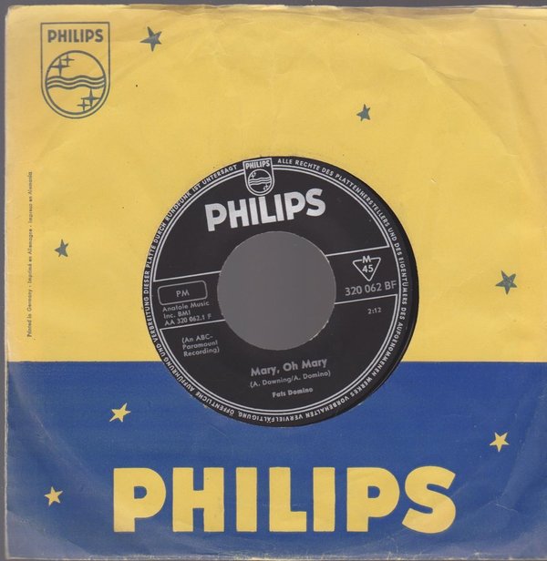 Fats Domino Mary, Oh Mary / Packin`Up 60`s Philips 7" Single 320 062 BF
