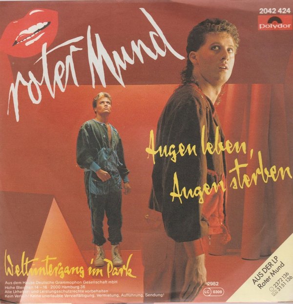 Roter Mund Augen leben, Augen sterben / Weltuntergang im Park 1982 Polydor 7"
