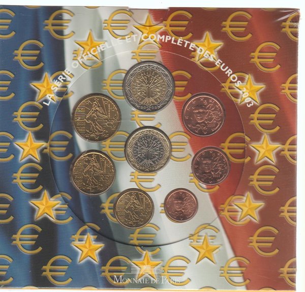 Offizieller Kleinmünzensatz Frankreich 2003 (OVP/NEU) + Schuber