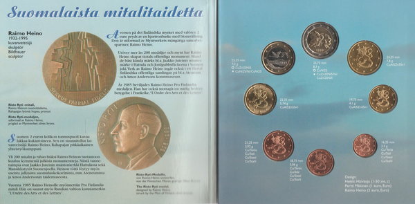 Offizielle Kleinmünzensätze Finnland 1999, 2000, 2001 Tripleset + Schuber