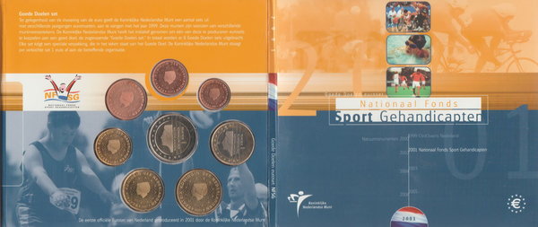 Offizieller Kleinmünzensatz Nederland 2001 Nationaal Fonds Sport Gehandicapter