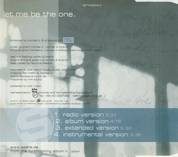 Sasha Let Me Be The One 2000 WEA Music CD Single 4 Tracks