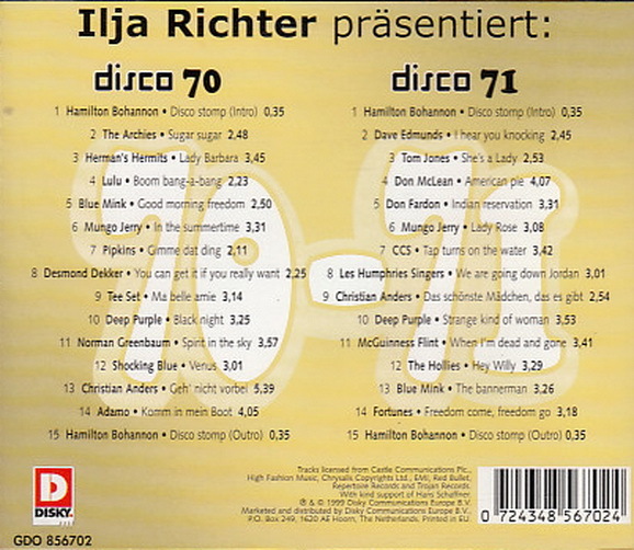 Ilja Richter Präsentiert Disco 70-71 Doppel CD 1999 Disky (Deep Purple) TOP
