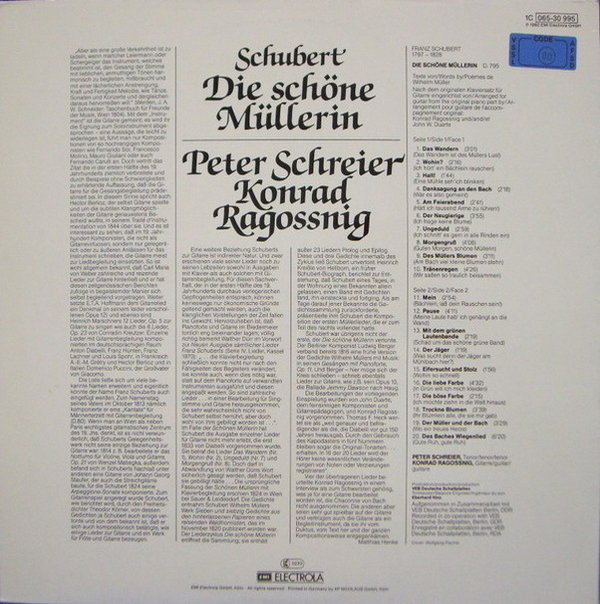 Franz Schubert Die schöne Müllerin D.795 Peter Schreier 1980 EMI 12" (TOP!)