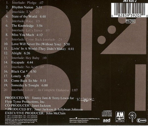 Janet Jackson Rhythm Nation 1814 A&M Records 1989 CD Album (TOP!)