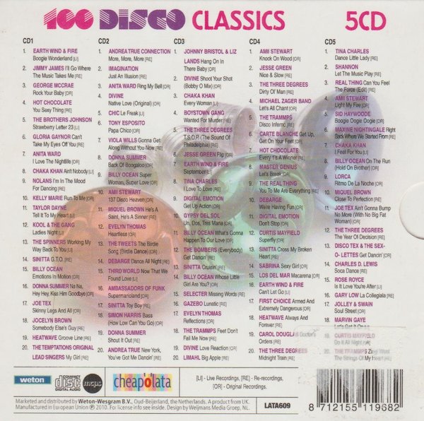 100 Disco Classics 2010 Weton 5 CD-Set (Donna Summer, Kool & The Gang)