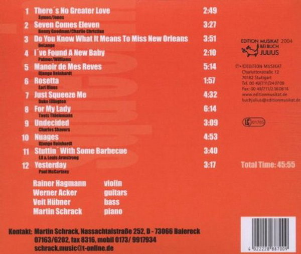 Martin Schrack String Quartet Squeezin`Musikat 2004 CD Album