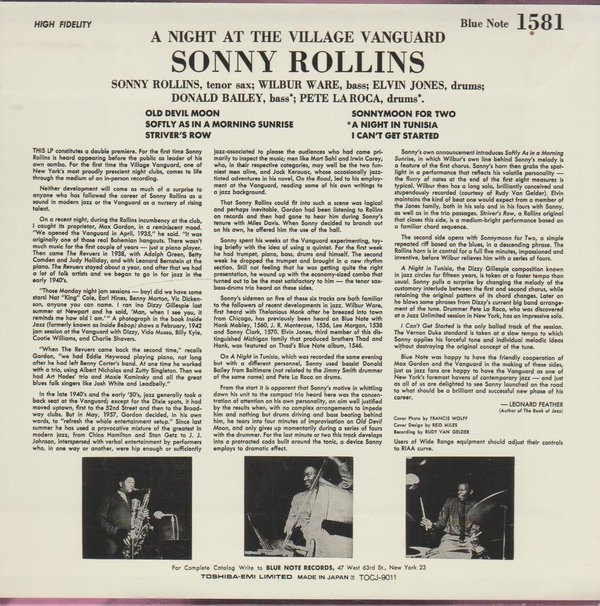 Sonny Rollins A Night At The Village Vanguard CD Album Blue Note