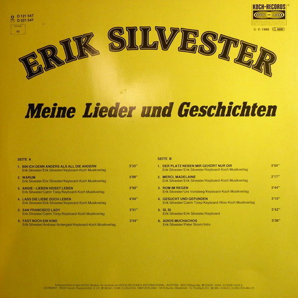 Eric Silverster Meine Lieder und Geschichten 1986 Koch Records 12" LP