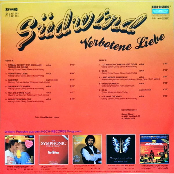 Südwind Verbotene Liebe 1985 Koch International 12" LP (TOP!)