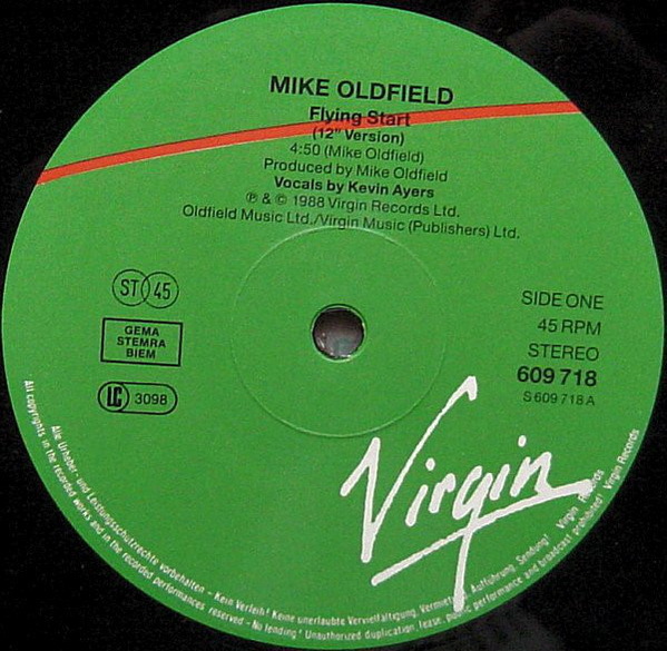 Mike Oldfield Flying Start * The Wind Chimes Part 2 1988 Virgin 12" Maxi Single