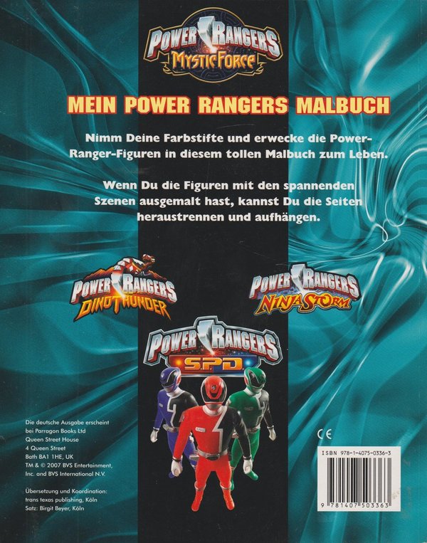 Mein Power Rangers Malbuch Über 100 heraustrennbare Seiten  2007 Parragon