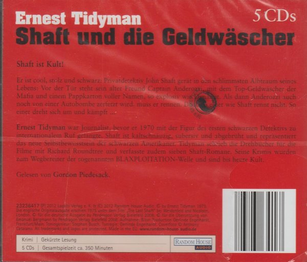 Ernest Tidyman Shaft und die Geldwäscher 5 CD`s Random House Audio (OVP)