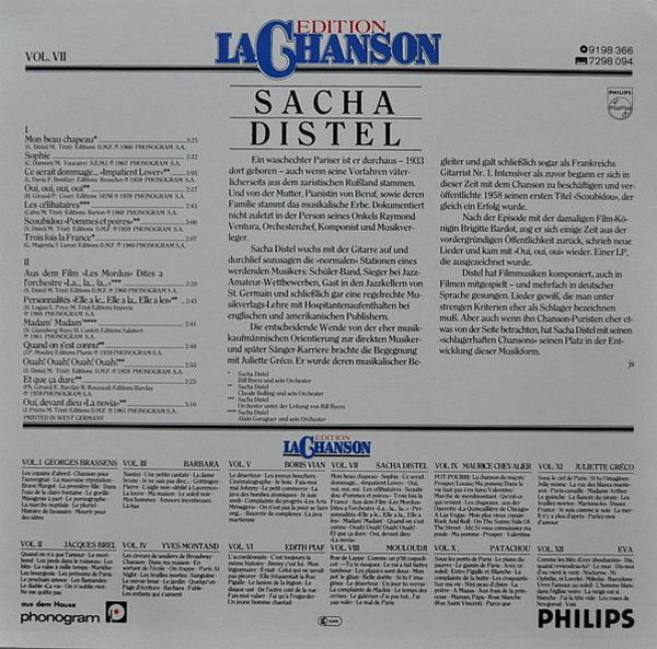 Sacha Distel Edition La Chanson Volume VII Philips 1980 (TOP!)