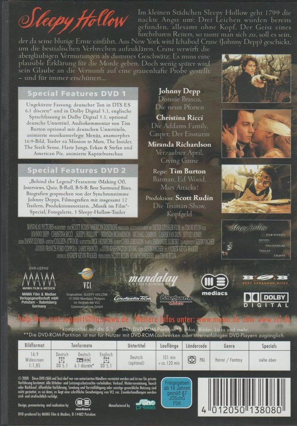 Sleepy Hollow Es werden Köpfe rollen 2000 Platin Edition 2 DVD-Set