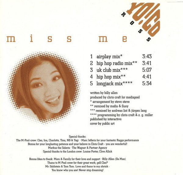 Yo!Co Ross Miss Me 1994 Sony Dance Pool Single CD 5 Tracks
