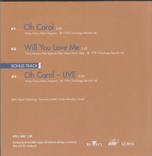 Smokie Oh Carol * Will You Love Me 1978 BMG Ariola CD Single 3 Tracks