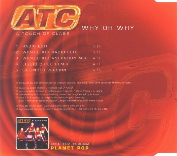 ATC Why Oh Why 2001 BMG King Size Records CD-Single 5 Tracks