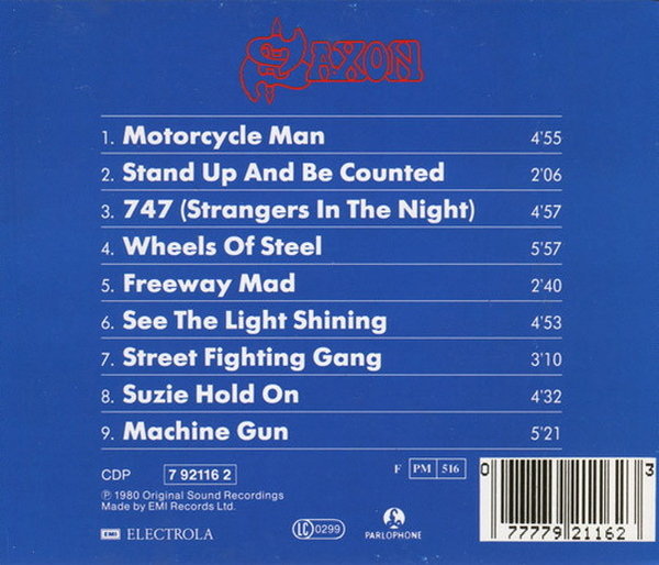 Saxon Wheel Of Steel 1980 EMI Parlophone CD Album (Mororcycle Man)