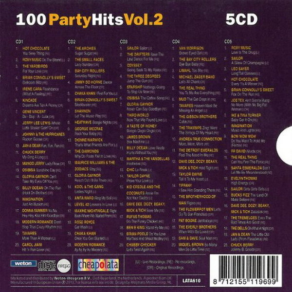100 Party Hits Vol. 2 5-CD-Set mit Schuber (Roxy Music, Yardbirds, Van Morrison)